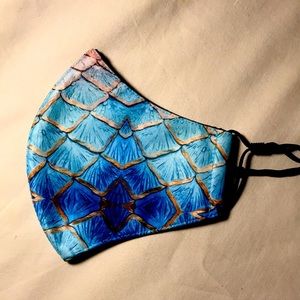 New handcrafted face cover Mermaid blue
